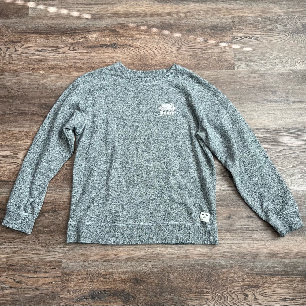 ❄️ Roots Small Grey Crewneck Sweatshirt Cozy Pullover Beaver Logo Casual